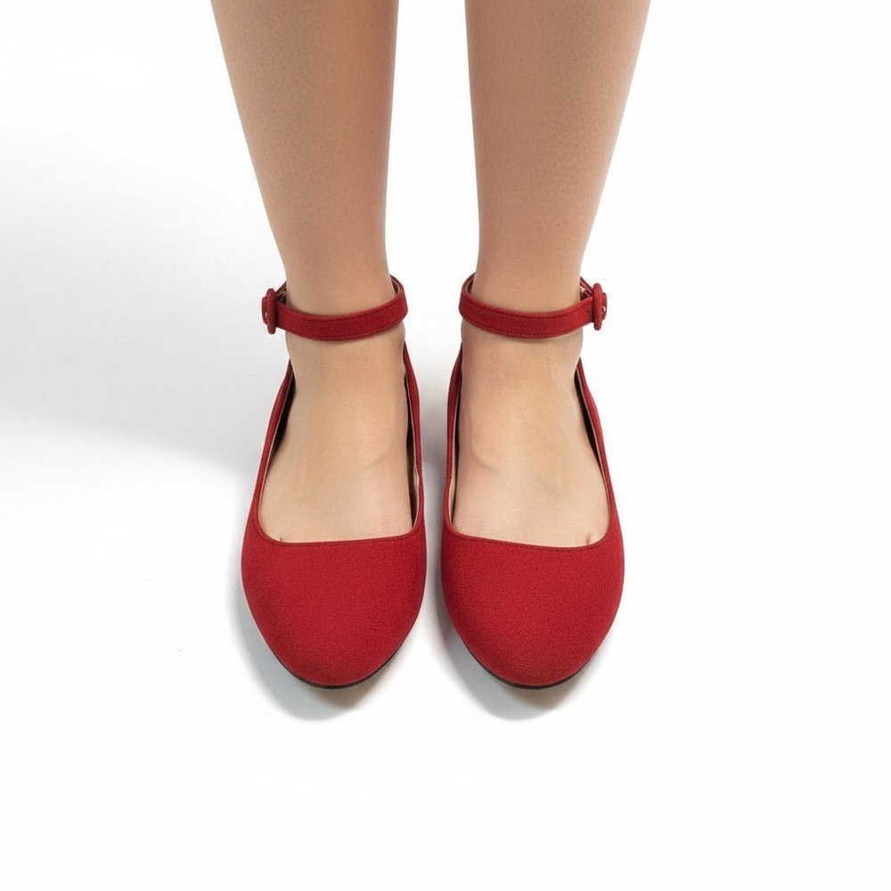 Women’s Dress Flats with round toe & ankle strap
